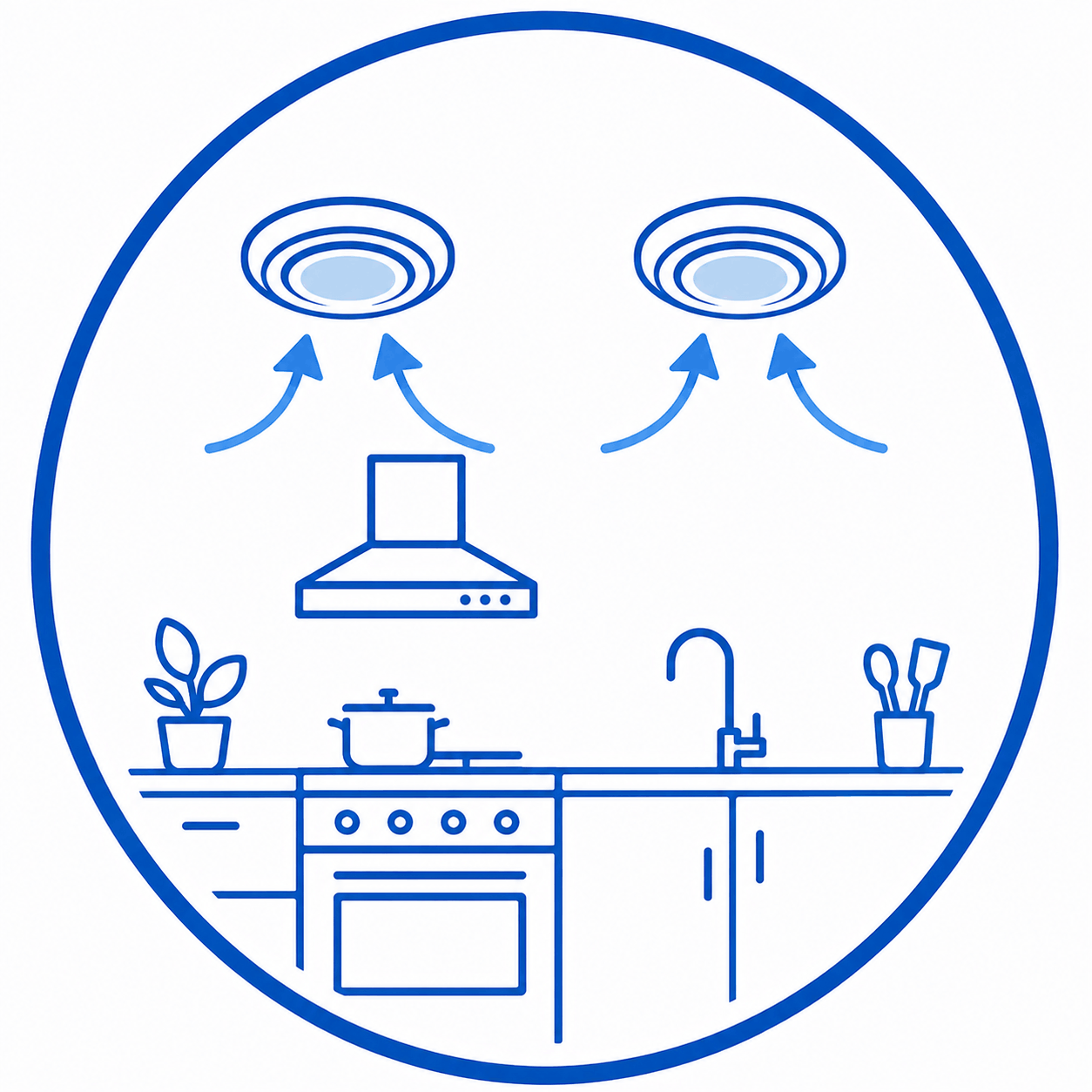 Icoontje 2 afzuigpunten in de keuken
