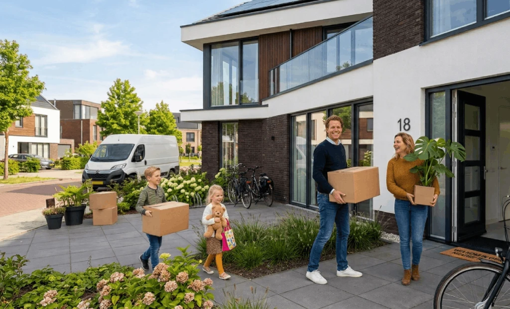 Gezin betrekt nieuwe woning